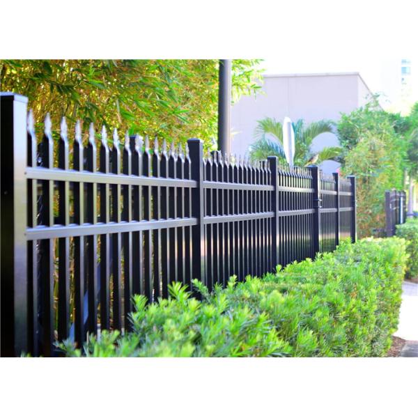 Residential Black 2.4m Tubular Metal Fencing Anti Rust Garden With Accessories