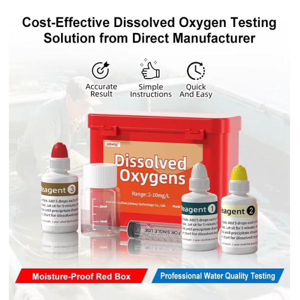 YIERYI Dissolved Oxygen Test Kit 2-10mg/L 120 Tests for Aquaculture Industrial Water Quality Monitoring