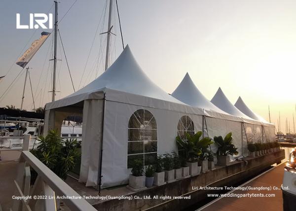 Parties 5m X 5m White PVC Pagoda Tents With Clear Arch Windows