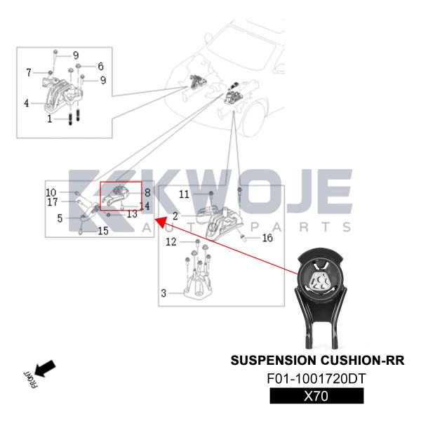 F01-1001720/DT/FL Car Engine Mount Assembly RR ENGINE MOUNT-LWR BODY For Jetour X70