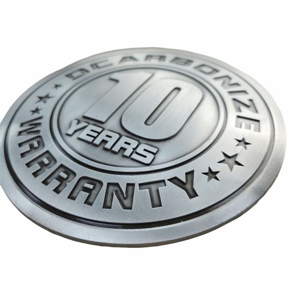 Custom Round 3D Embossed Silver Zinc Alloy Metal Nameplate