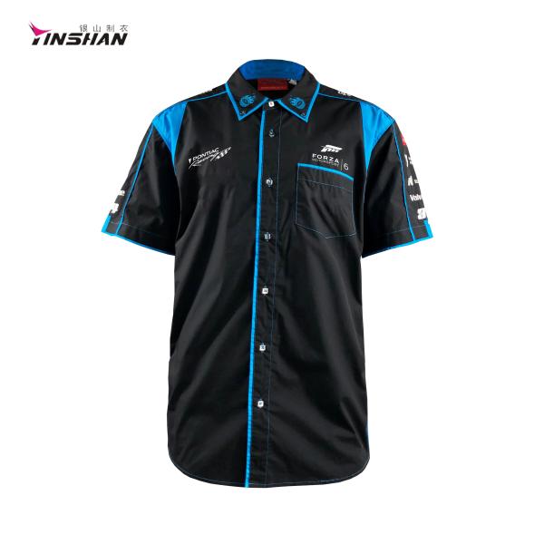Wicking Breathable Embroidery Artwork Polyester Elastane Shirts for Active Lifestyles