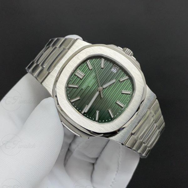 Patek Philippe 5711 Aquanaut en acier inoxydable Diamant Bezel vert Strap automatique de luxe