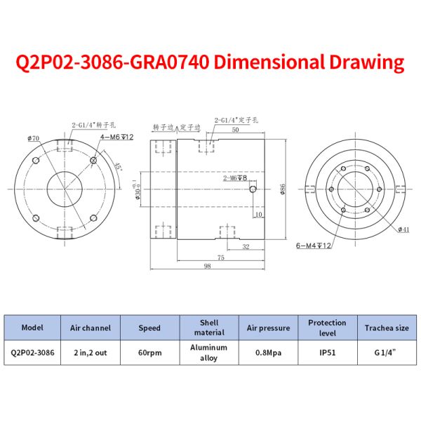 2-Channel Liquid Slip Ring with G1/4