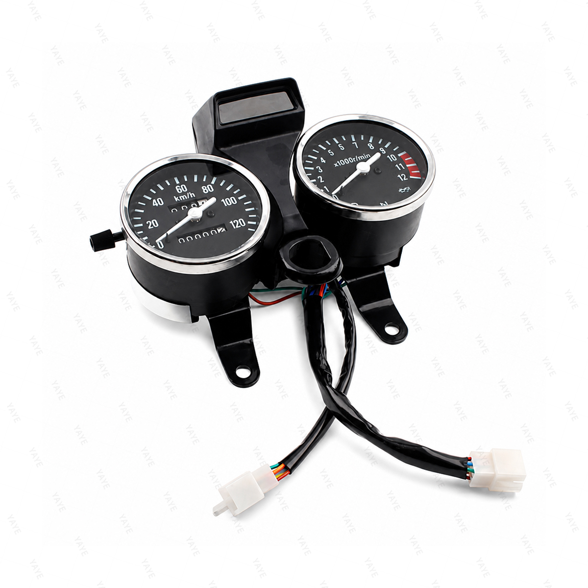 New speedometer/dashboard for Suzuki GN125 and GN150 motorcycles, mechanical version, including tachometer, odometer, and speedometer.