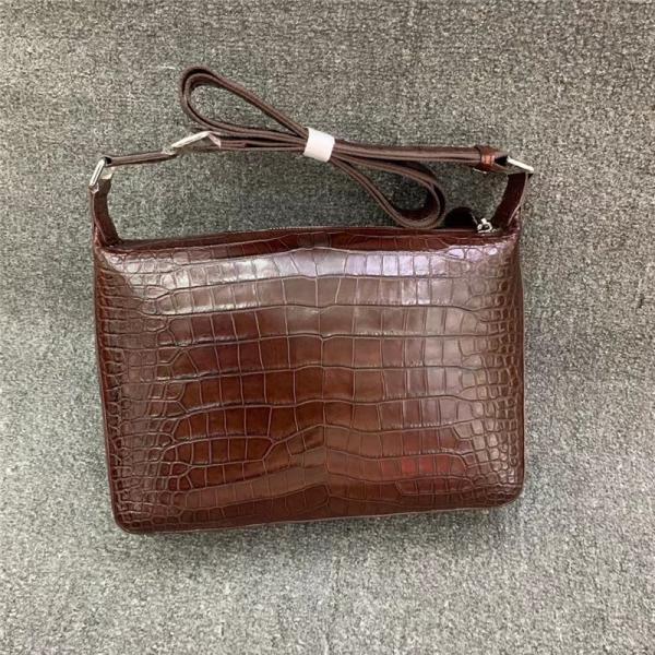 Exotic Alligator Skin Men's Soft Shoulder Bag Authentic Real Crocodile Leather ZIP Satchels Purse Male Crossbody Bag