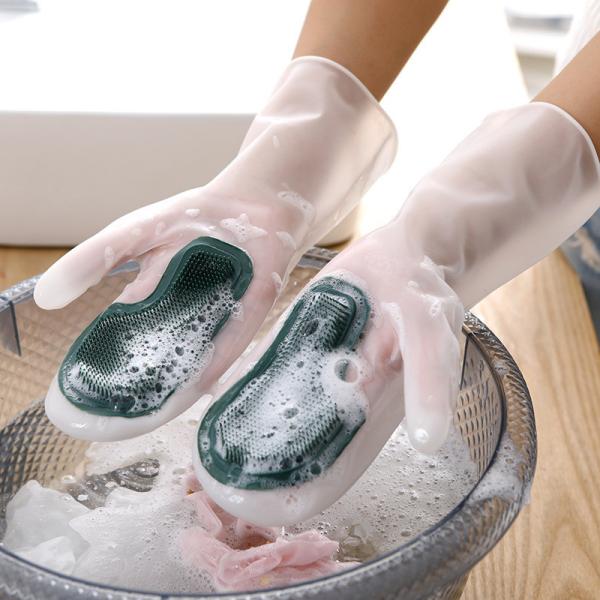 Gants inoffensifs de silicone de ménage pour les biens épaissis par cuisine
