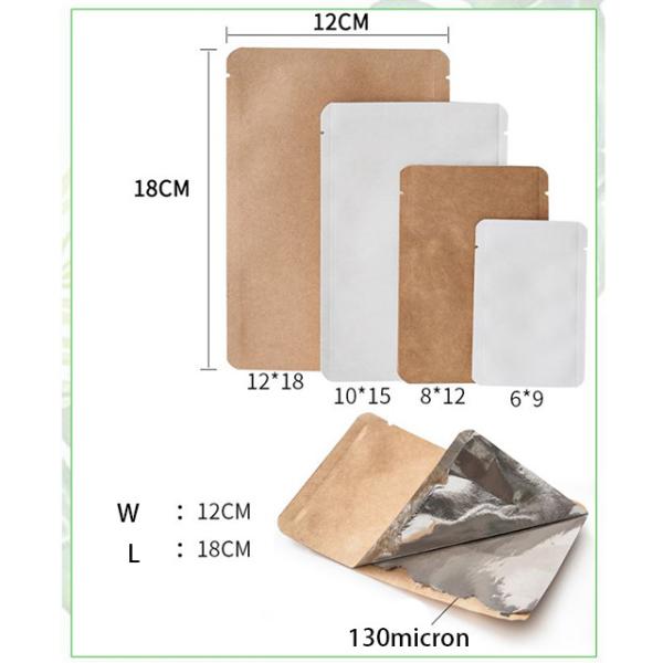 Heat seal vacuum open top kraft paper mylar aluminium foil packing pouch