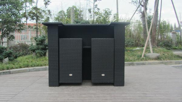 Contemporary Black Resin Wicker Bar Set For Outdoor Beach Bar