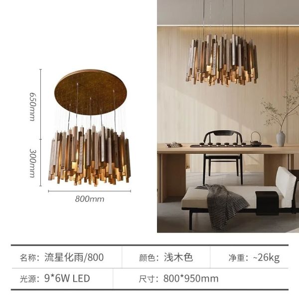 Dining Living Room Farmhouse Kitchen Table Solid Wood Led Pendant Chandelier Lamp Retro Wooden Hanging Chandelier (WH-VP-320)