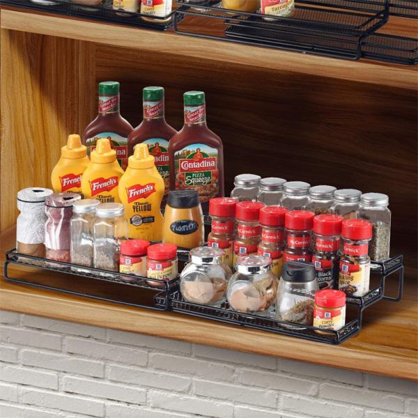 Standing Type Kitchen Bathroom Living Room Countertop 3 Layers Retractable Spice Rack