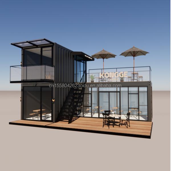 Galvanized Steel Bending Container Coffee Shop Store 40ft Prefabricated House Building Design for Steel Frame Hotel