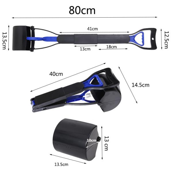 Recolector de caca de mascotas negro, de plástico ligero, cucharita para perros 80x13.5x13cm