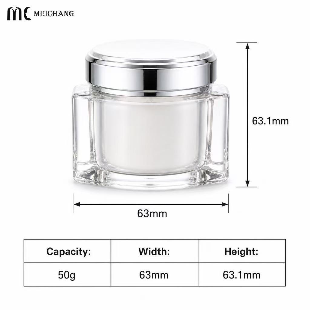 50g Double-Wall Crystal-Effect Square Cream Jar for Premium Skincare Packaging(MC-Y-570)