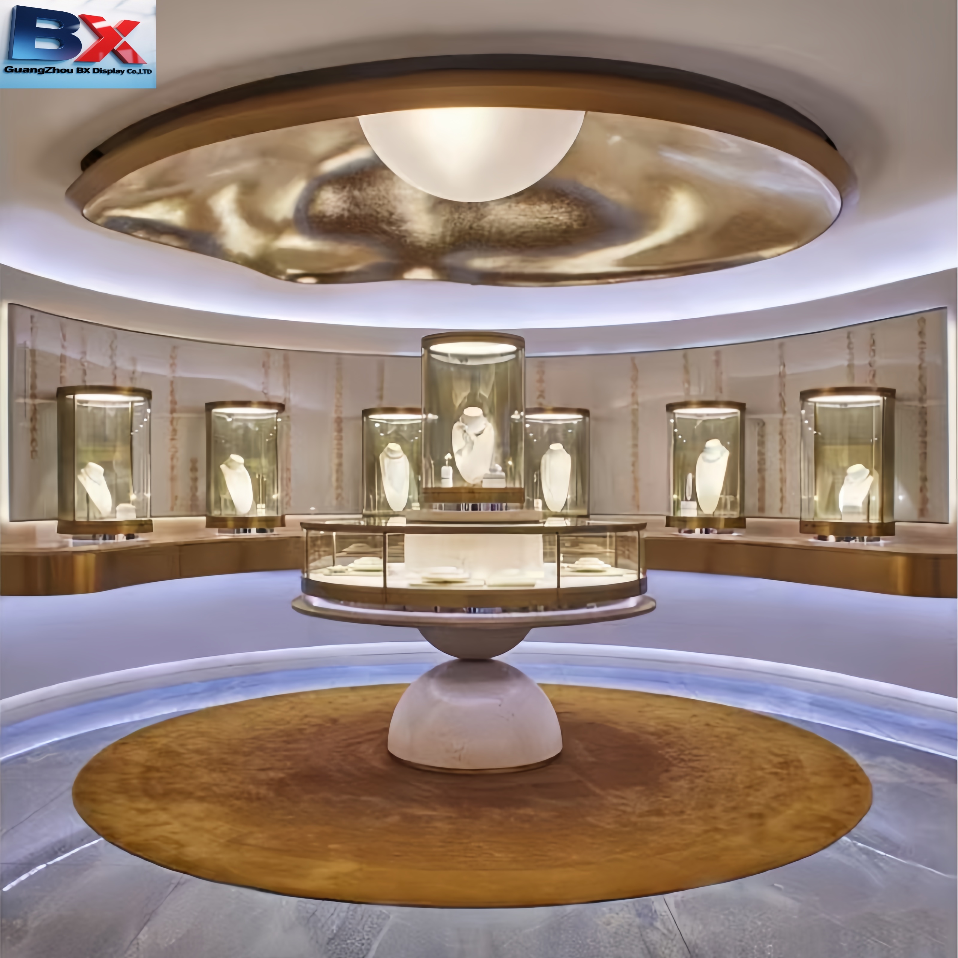 Luxury Custom Jewelry Glass LED Lighting Display Showcase Cabinet for Jewelry Shop Retail Store Interior Decoration