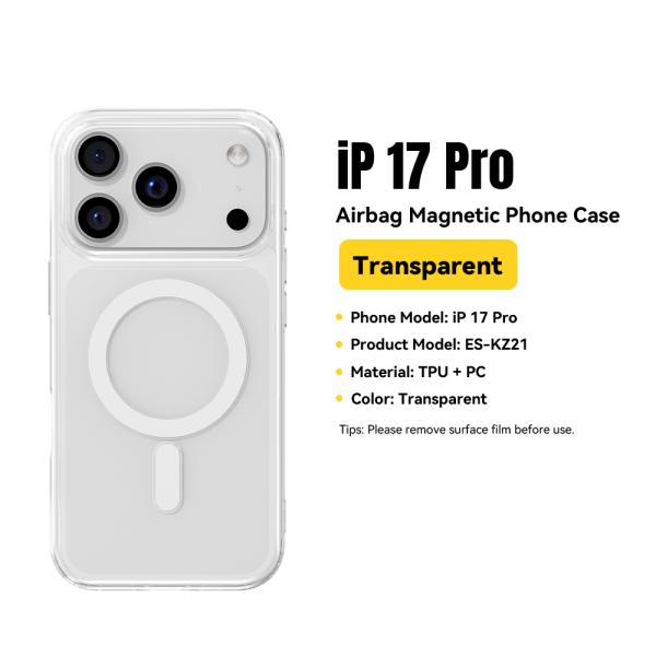 Funda magnética transparente para iPhone 17 Air Pro Max TPU PC