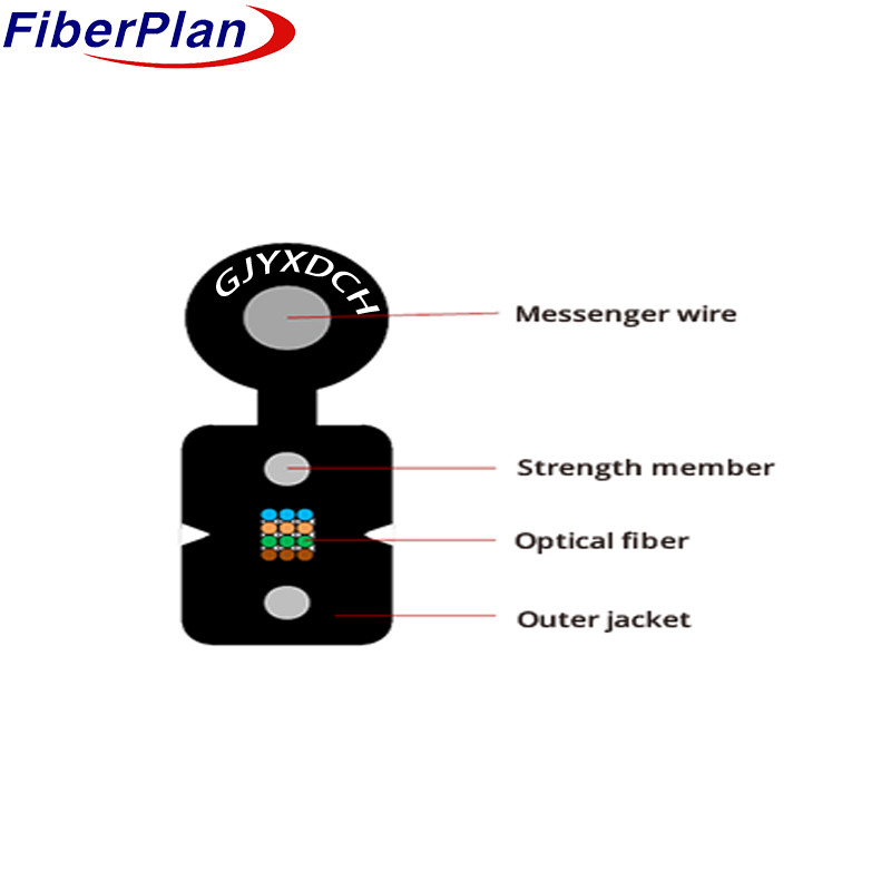 Тип волокна G652D/G657A Одноядерный кабель GJYXDCH FTTH с мессенджером, совместимый для коммуникационного оборудования