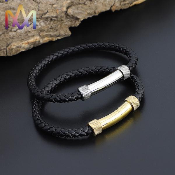 A pressão magnética SS304 vergasta o bracelete trançado 67MM dos homens com barra cilíndrica