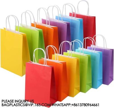 Recyclable, Sustainable, Paper Bag, Kraft Bag Kraft Paper Party Favor Gift Bags With Handle Assorted Colors Rainbow