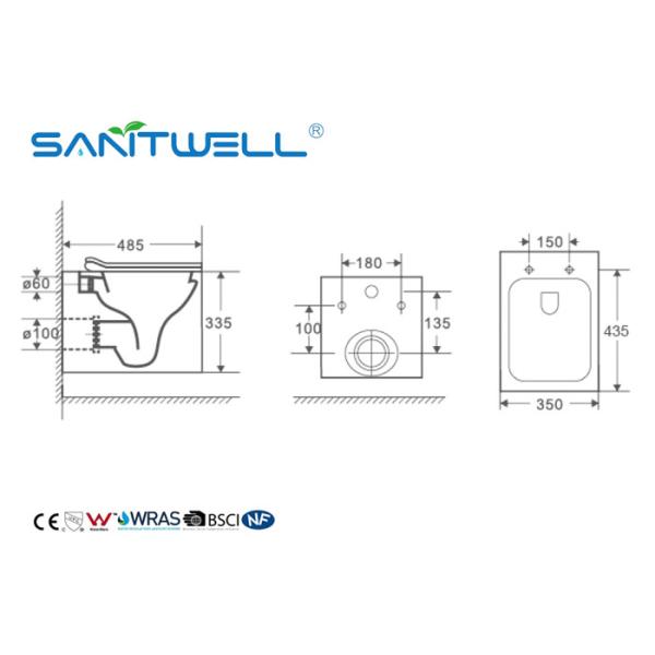 Gravity Flushing Wall Mounted WC Wall Hanging Toilet Anti - Blocking