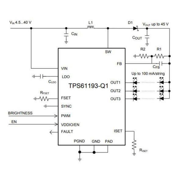 Автомобильный обломок интегральной схемаы водителей TPS61193PWPRQ1 20-HTSSOP СИД Низко-EMI