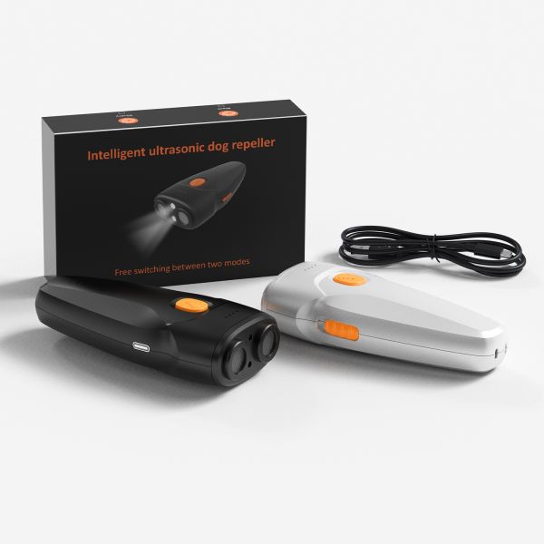 Outdoor Ultrasonic Dog Repeller LED Flashlight Handheld Electric Shock Control Device Self-Defense Eco-friendly Durable Plastic