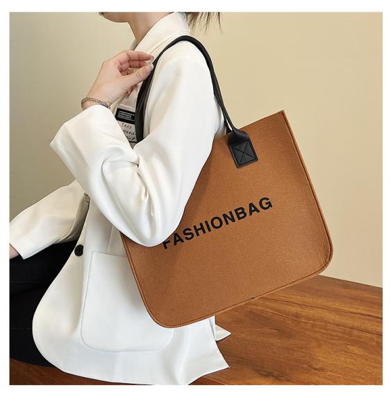 Versatile Felt Bag, Shoulder Handbag, Felt Tote Bag, Leather Strap, Shopping Bag, Large Quantity Discount Large Reusable Bags Heavy Duty Grocery Tote Bag