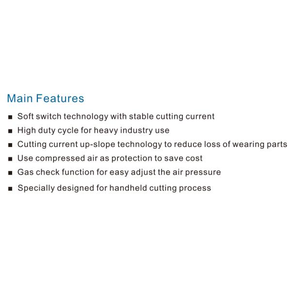 Inverter Handheld Plasma Cutting Machine with IP21S Protection 3~380V Input Power and 60% Duty Cycle for Carbon Steel Alloy Steel and Nonferrous Steel Cutting