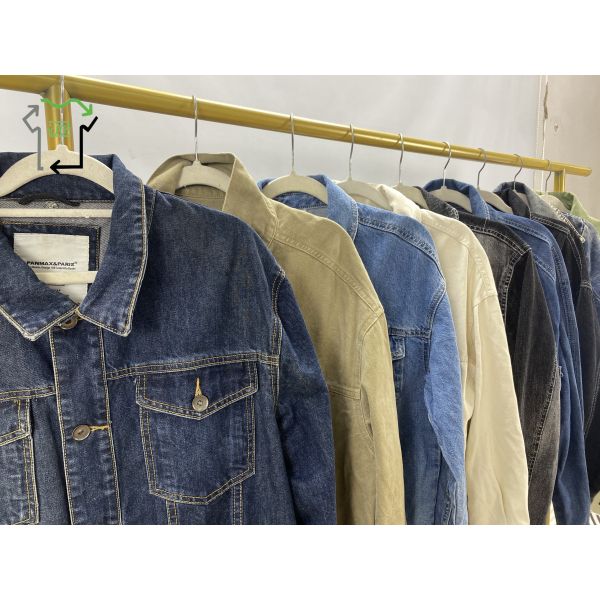 Mixed Size Second Hand Denim Jacket Shirt Slim Fit Fashionable Outerwear Used Clothes