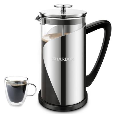Chá de vidro clássico de acampamento isolado de aço inoxidável do grande curso francês do fabricante de café da imprensa
