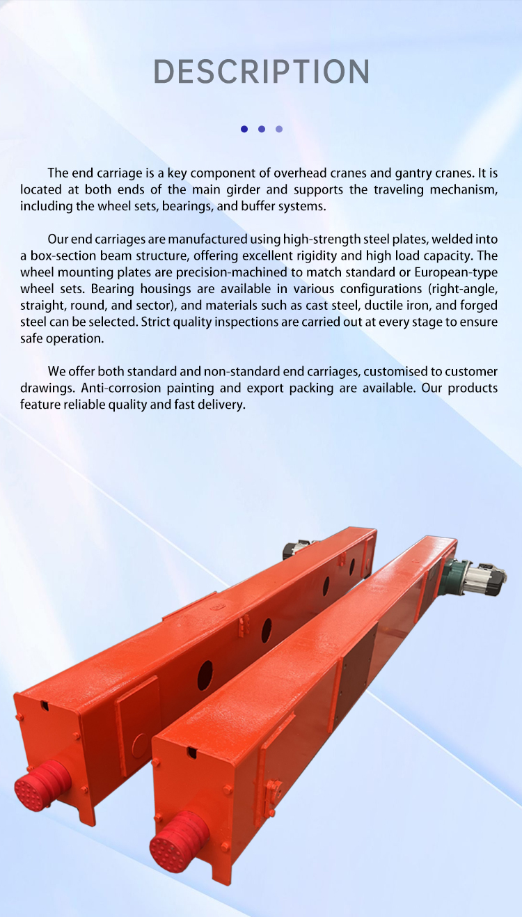 Heavy Duty Q345B Steel End Truck with Forged Wheels for 5 ton 10 ton Bridge Crane