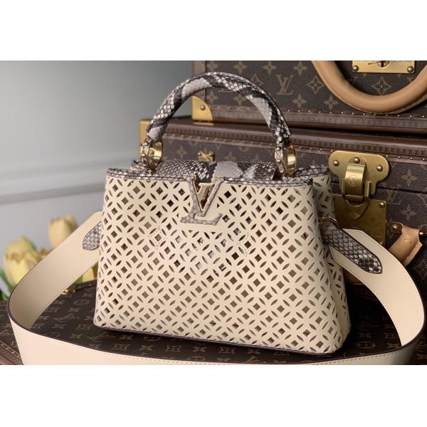 Hollow Out Womens Luxury Handbag , Snakeskin Off White Crossbody Bag
