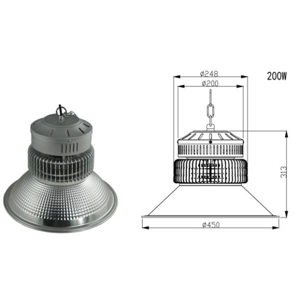 Aluminum Fin LED High Bay Light 100W 150W 200W 300W