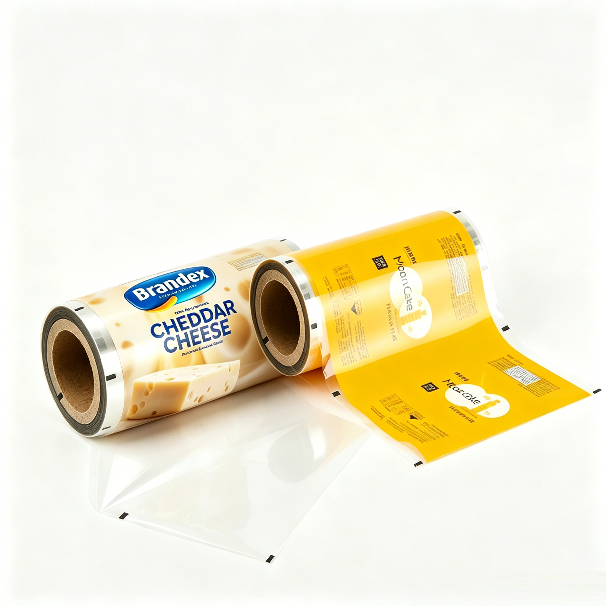 Food Grade Composite Packaging Roll Film For Cheddar Cheese Dairy Product | BOPP/VMPET/PE PET/AL/PE Barrier Laminated Automatic Packing Roll Stock For Yellow Hard Cheese OEM Custom Printed