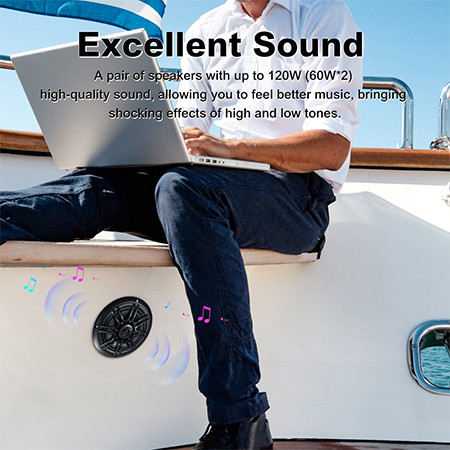 6.5 Inch White Marine Waterproof Speaker for Motorcycle Boat Car ATV UTV RV SPA