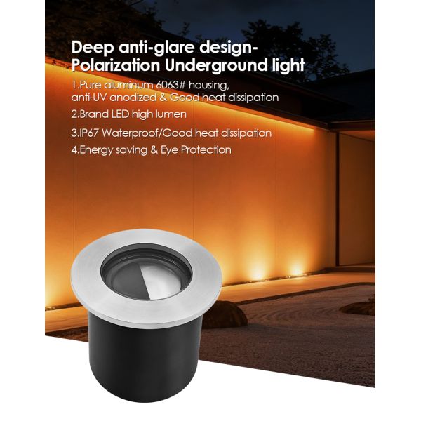 Polarization Underground Lights 4W DC12V 24V Beam Angle 30*40Degree IK Rate 08 Pure Aluminum 6063# Housing