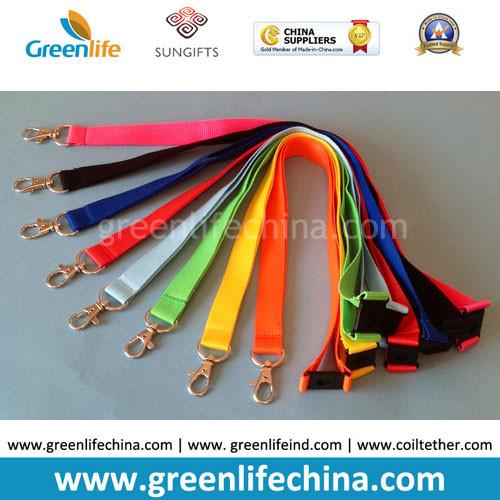 Non-breakaway polyester lanyard with steel lobster claw hook in custom colors