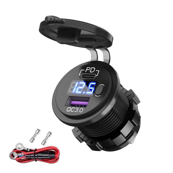 QC3.0 Chargeur de voiture USB PD pour voiture bateau bus moto de golf