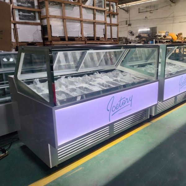 Italian Large Gelato Ice Cream Display Freezer Single Temperature Air Cooled