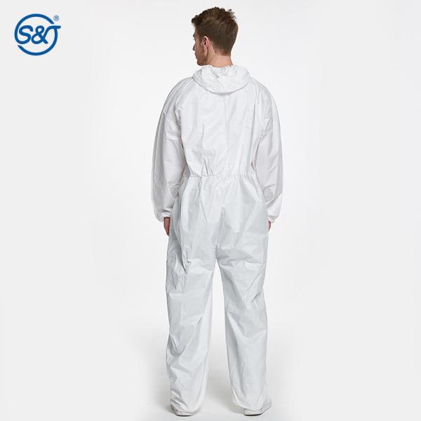 Disposable Microporous Coverall Hazmat Suit Excellent Protection against Hazardous Bacteria and Particles Nonwoven PE membrance