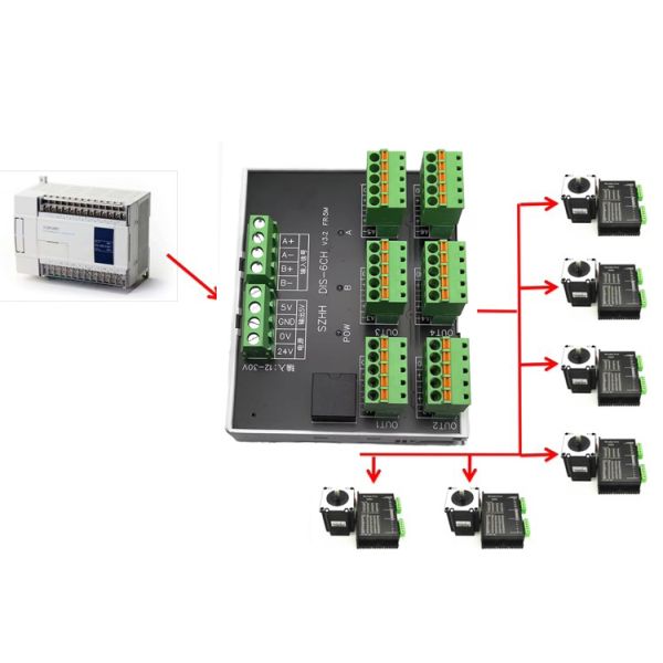 Stepping Timing Motor Pulse Signals Splitter Distributor 1 In 6 Out To Control Servo Drivers
