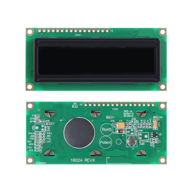 OLED1602A Black Film, 16×2 Character OLED LCD Display Module, WS0010-TX, Parallel Interface, 66x16mm View Size, Working Temperature -40+80 Display