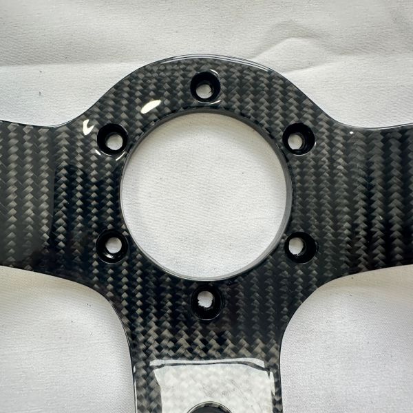 Carbon Fiber Drift Steering Wheel Universal Black Suede With Red Stitching