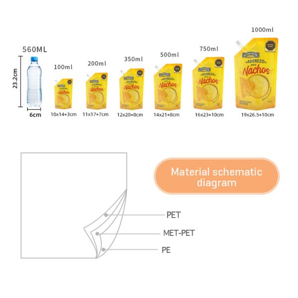 250ml 750ml Spouted жидкость для того чтобы стоять вверх выжимка арахисового масла LDPE мешков