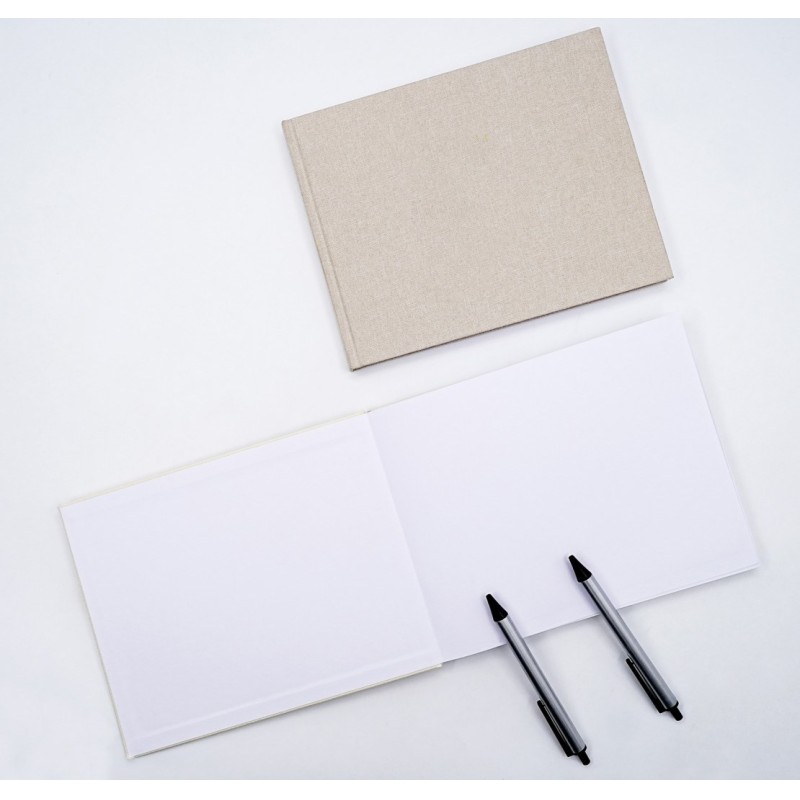 Minimalist Blank Notebook Stationary Linen Guest Book Memory 140gsm Customizable Logo