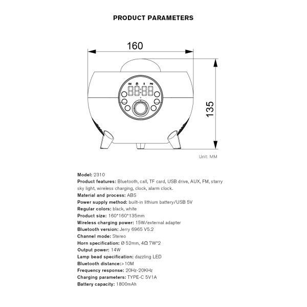 14W Bluetooth Speaker with Colorful LED Light and 2