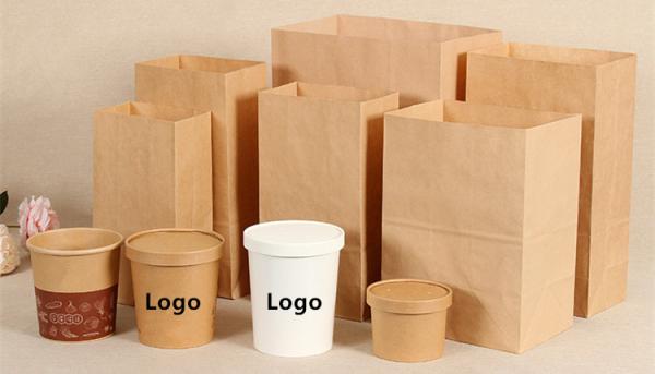 FSC Kraft 120*57*160mm Take Out Paper Bag
