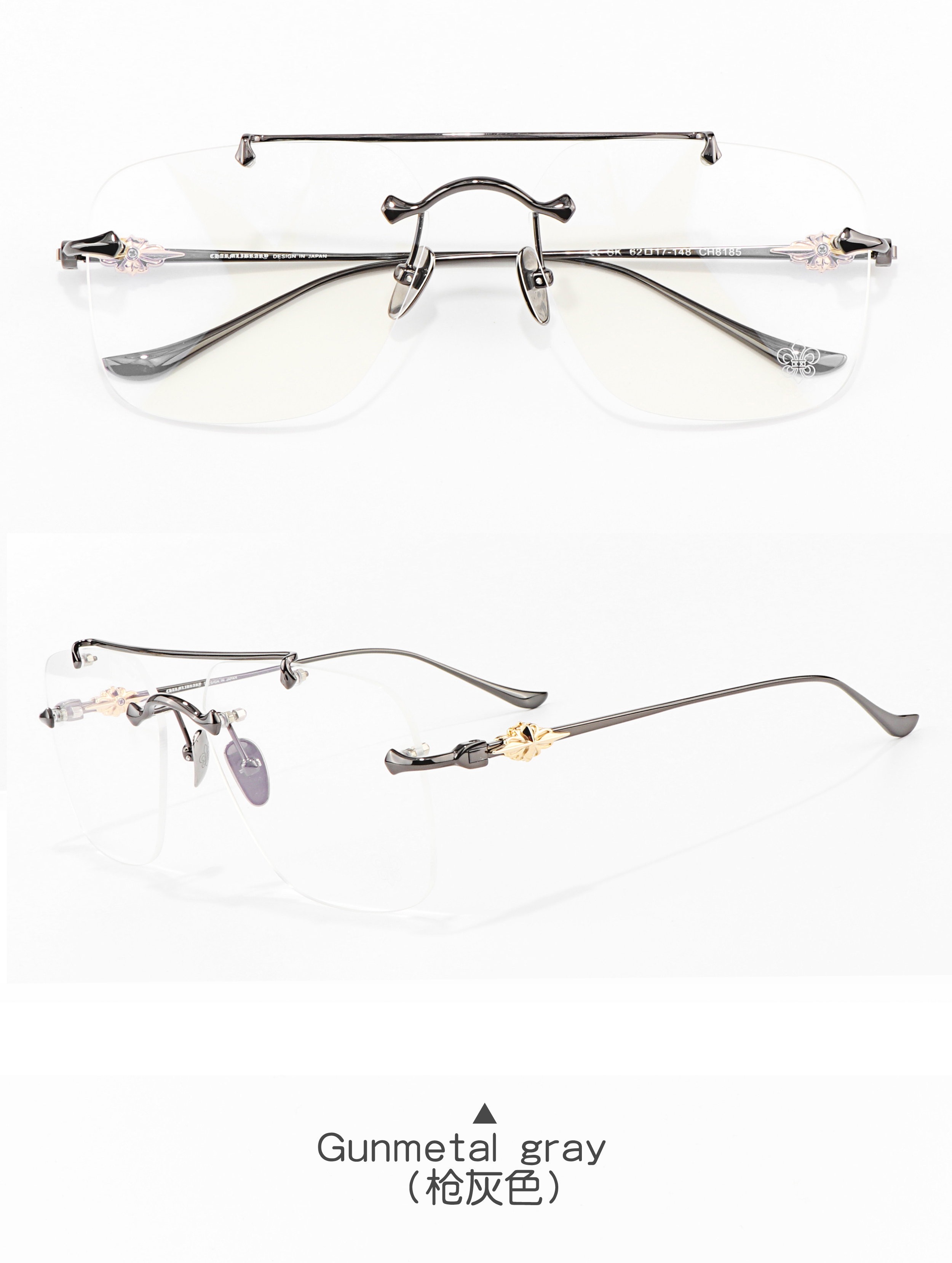 Large Size Pattern Matte Retro Modern Design Pilot Frameless Optical Prescription Presbyopia Women's Luxury Brand Glasses Frame