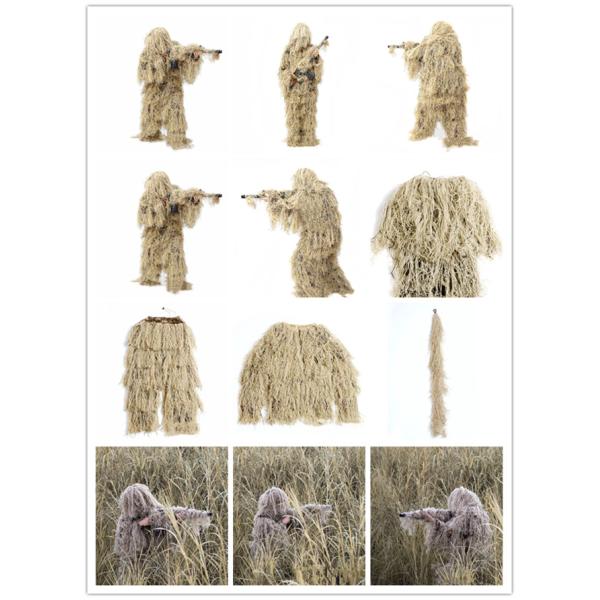 Desert Field Jungle Sniper Ghillie Suit Camouflage Polyester