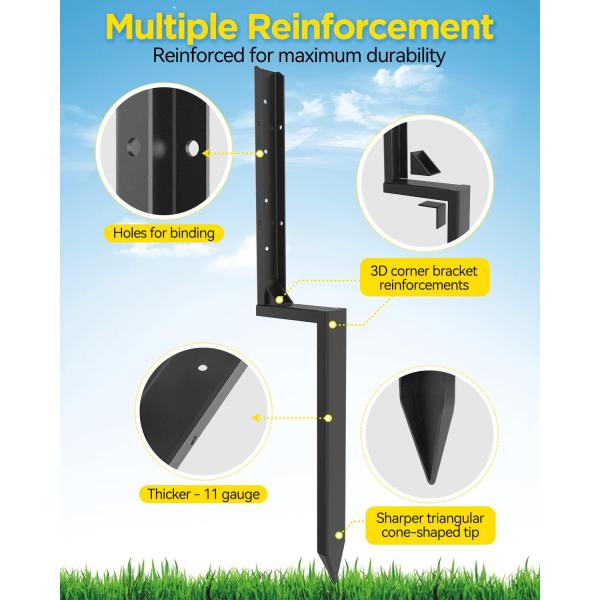 Sturdy Metal Fence Post Anchor Ground Spike for Repairing Tilted or Broken Posts